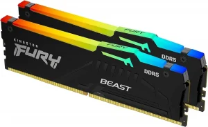 Оперативная память Kingston FURY Beast Black RGB 32Гб, DDR5, 2х16 ГБ, 6000 МГц, 30-36-36 (KF560C30BBEAK2-32)