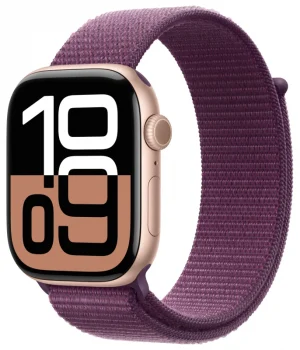 Apple Watch Series 10, 46 мм, алюминий цвета «розовое золото», спортивный браслет цвета "Plum" (MWWV3)