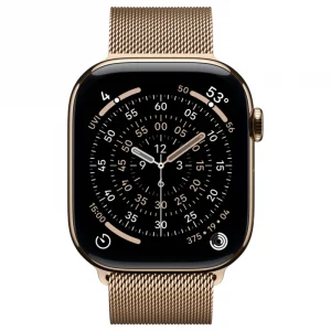Apple Watch Series 11 GPS + Cellular, 42 мм, Gold Titanium, Миланская петля "Gold" (MF8Y4)