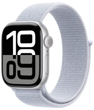 Apple Watch Series 10, 46 мм, серебристый алюминий, спортивный браслет цвета "Blue Cloud" (MWWN3)