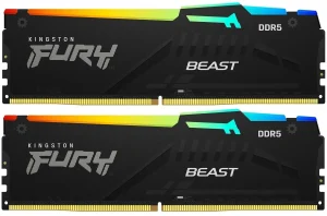 Оперативная память Kingston FURY Beast Black RGB 32Гб, DDR5, 2х16 ГБ, 6000 МГц, 30-36-36 (KF560C30BBEAK2-32)